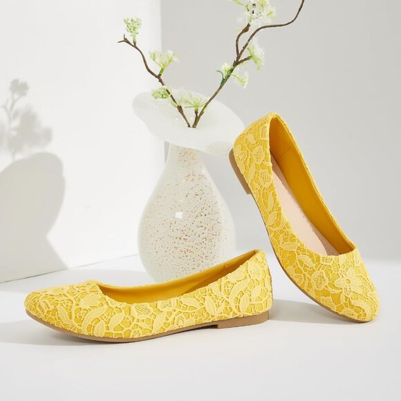 Women’s Lace Mesh Flat Shoes Memory Foam Round Toe Low Heel Foldable Comfortable - Picture 8 of 9